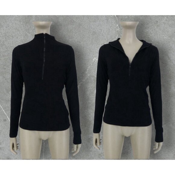 Naked Wardrobe Compression Long Sleeve Half Zip Neck Top Sz Small Womens Black - Picture 1 of 14